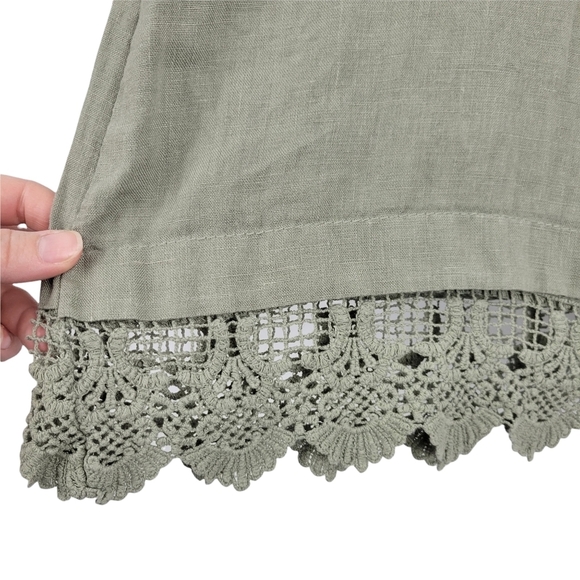 Carla Conti Light green embroidered 100% linen dress size S - Picture 8 of 11